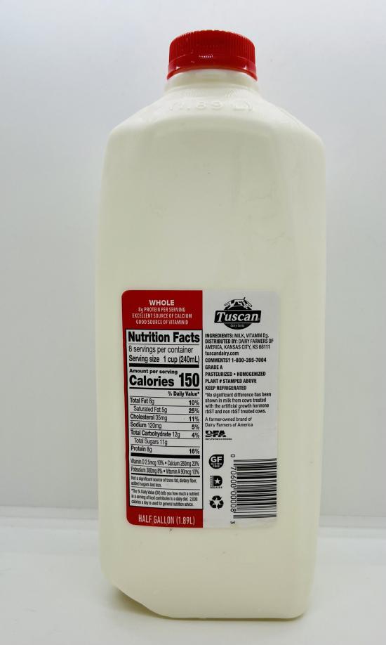 Tuscan Whole Milk vitamin D, Half gallon