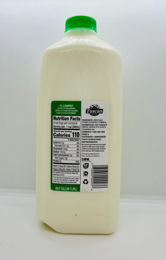 Tuscan 1% lowfat Milk w. vitamin A & D Half gallon