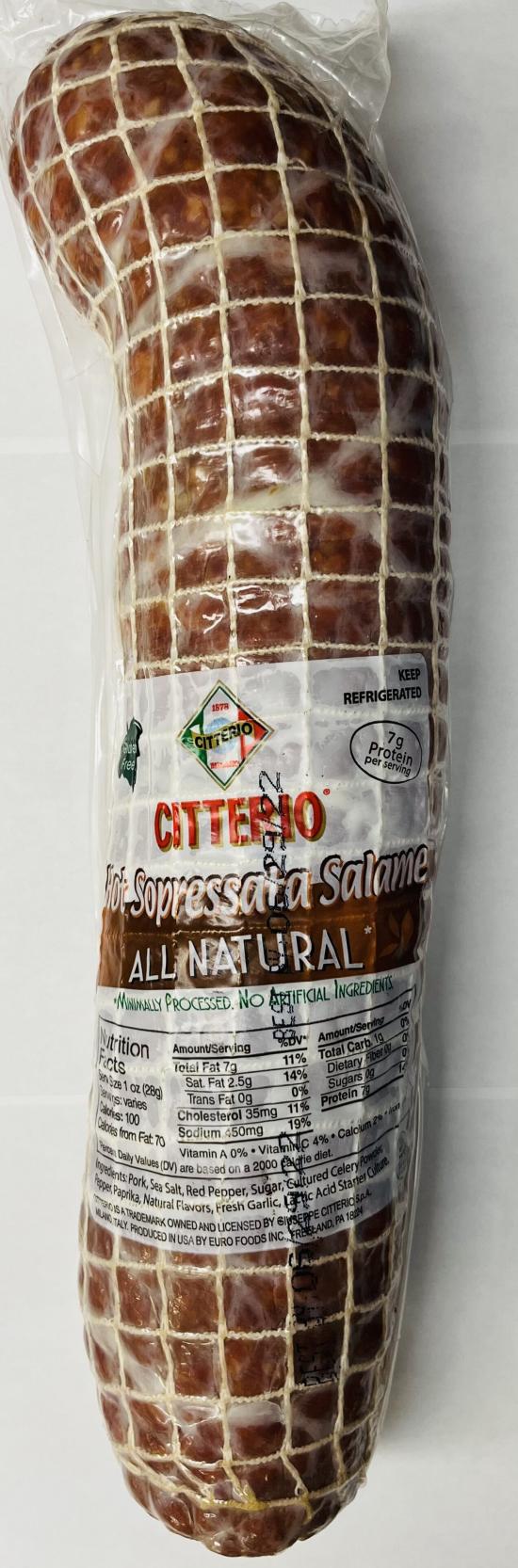 Citerrio Hot Sopressata Salame (lb.)