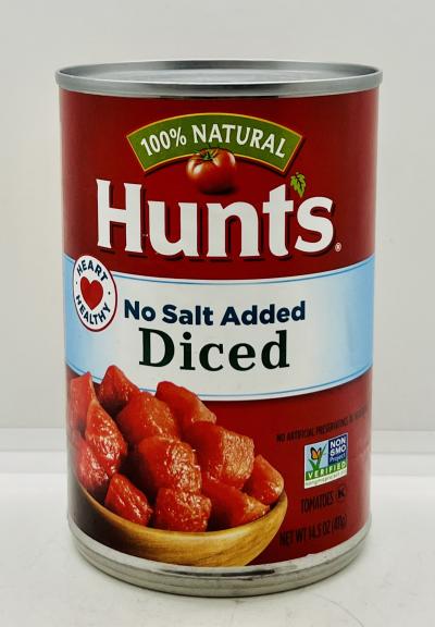 Hunts No Salt Added Diced 411g.