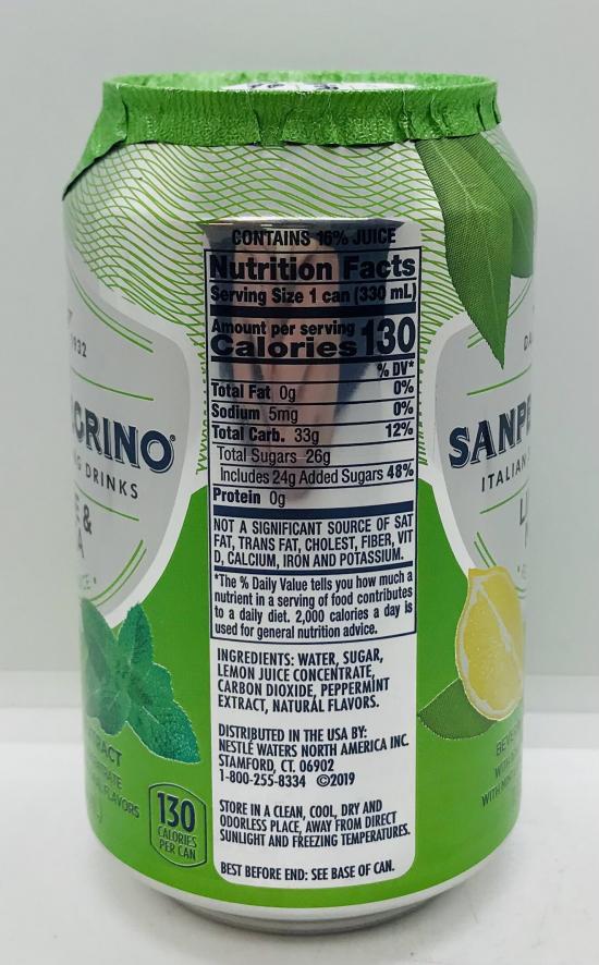 Sanpellegrino Lemon w. Mint Beverage 330mL.