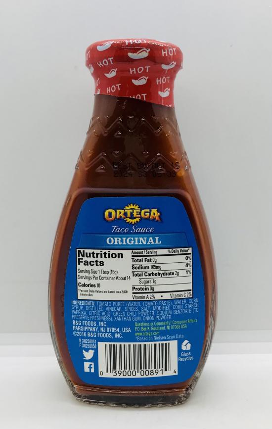 Ortega Taco Sauce Hot 226g.