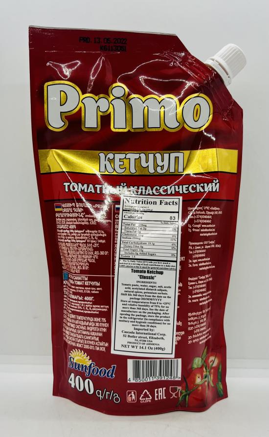 Primo Tomato Ketchup Classic 400g.