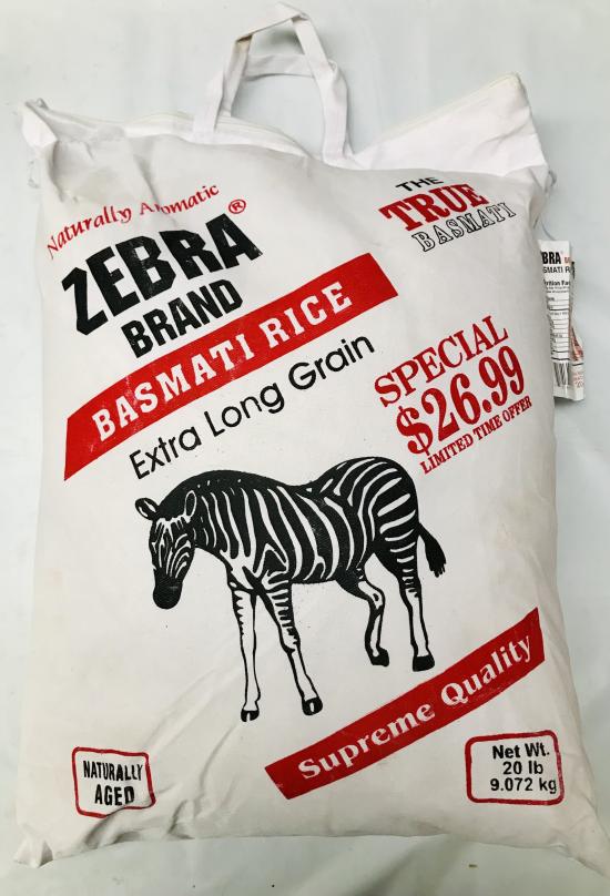 Zebra Basmati Rice 20Lb