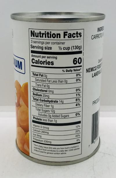 Nemco Sliced Carrots 425g.