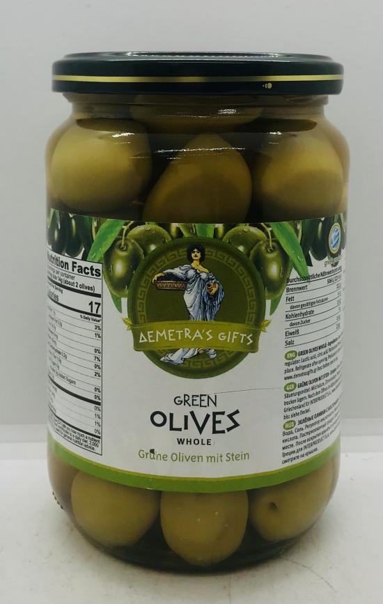 Demetra's Gifts Green Olives Whole 700g.