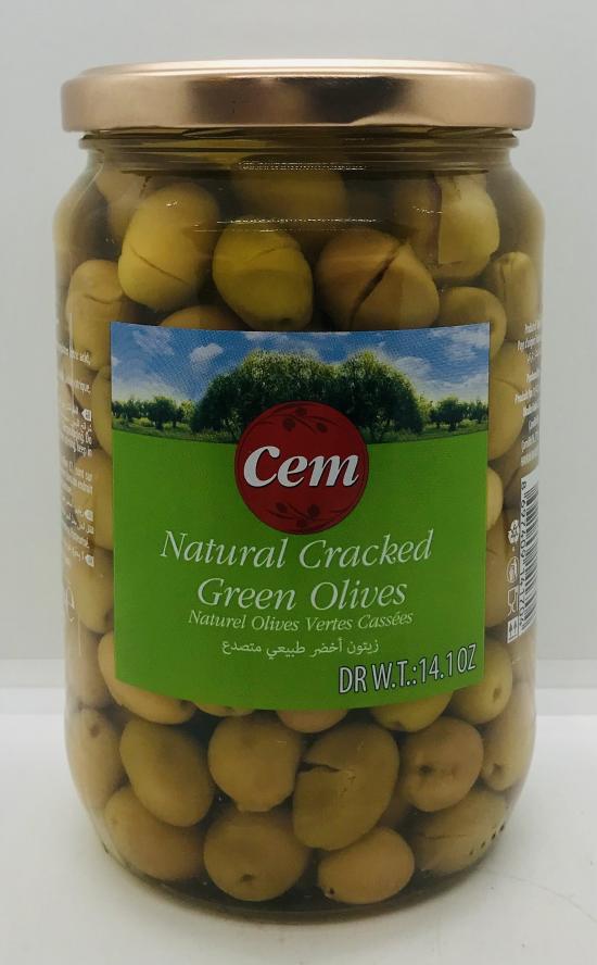 Cem Natural Cracked Green Olives 720g.