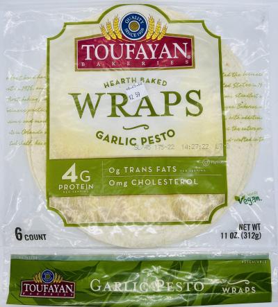 Toufayan Bakeries Garlic Wraps 312g.