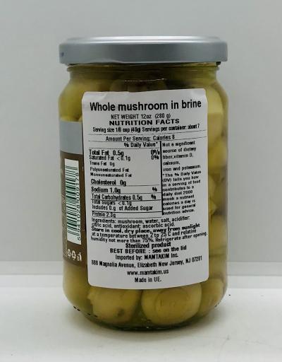 Raureni Whole Mushrooms in Brine 280g.