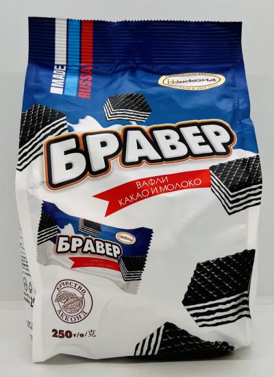 Braver Wafers Cocoa and Milk 250g.