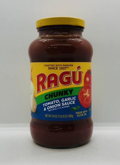 Ragu Chunky Tomato, Garlic & Onion Sauce 680g.