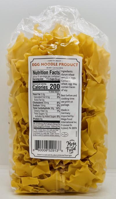 Egg Mini Lasagna Noodle 500g.