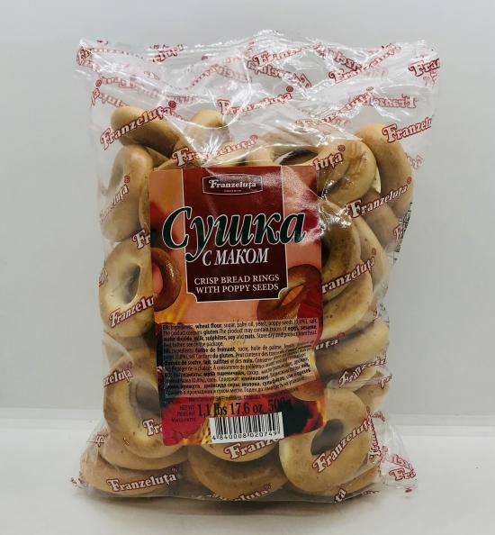 Franzeluta Crisp Bread Rings & Poppy Seeds 500g.