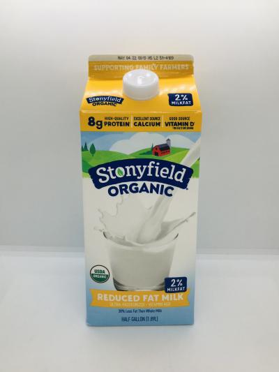 Stonyfield Reduced Fat Milk 2% milkfat