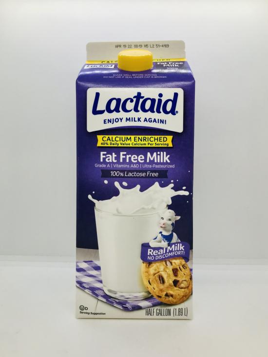 Lactaid Fat free Milk 1/2Gal Calcium Enriched