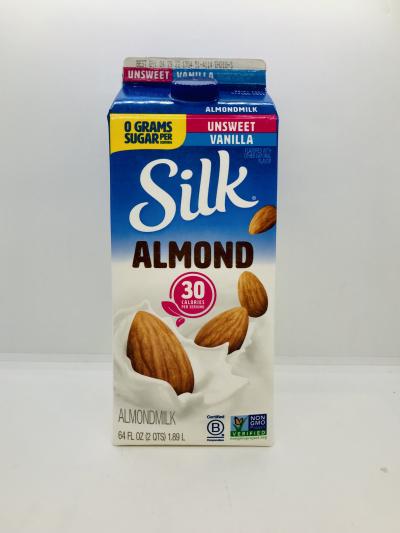 Silk Almondmilk 30 Calories per serving Unsweet Vanilla Half gallon