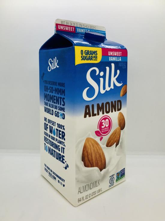 Silk Almondmilk 30 Calories per serving Unsweet Vanilla Half gallon