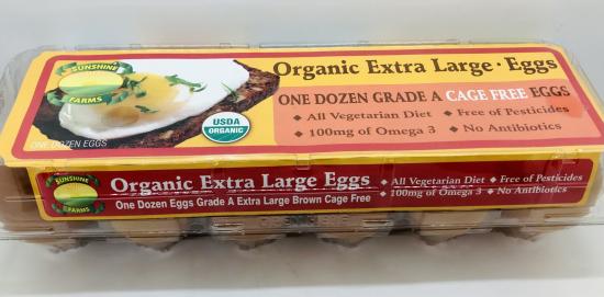 Sunshine Organic 12 Eggs Extra large