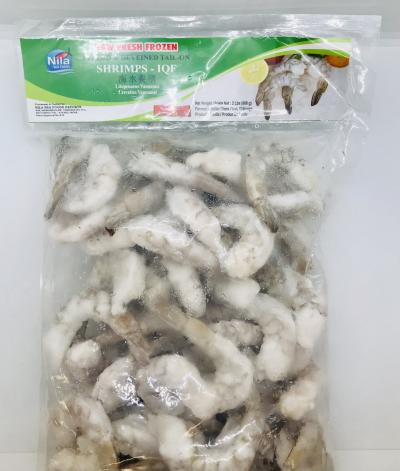 Raw Fresh Frozen Peeled & Deveined Tail-On Shrimps-IQF 908g