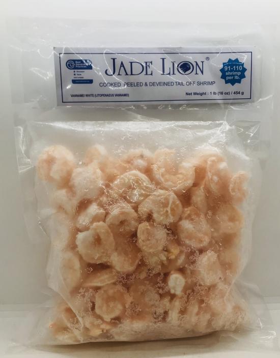 Jade Lion Cooked Peeled & Deveined Tail Off Shrimp 454g