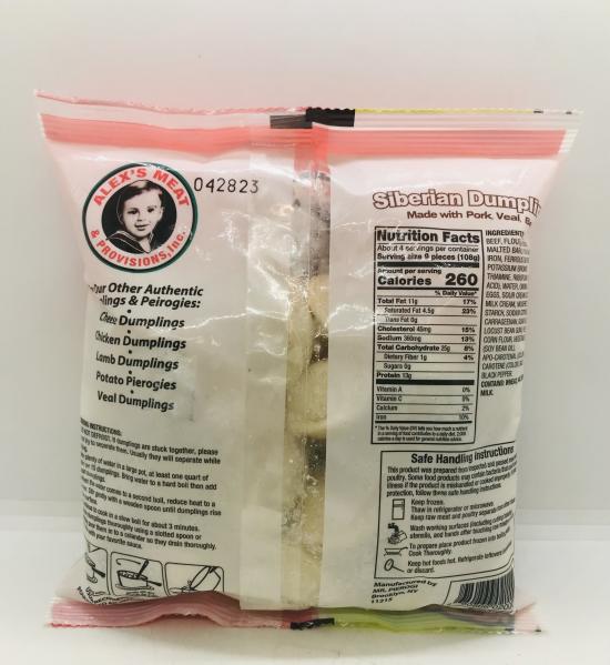 Alex's meat and provisions Siberian Dumplings With Pork, Veal, Beef 454g