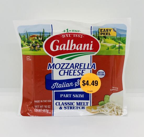 Galbani Mozzarella Part skim 453g.