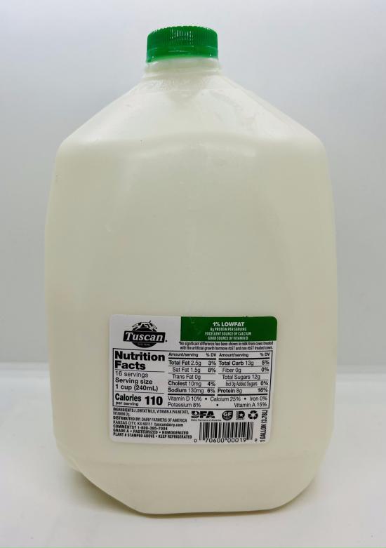 Tuscan dairy farms 1% lowfat milk vitamin A & D