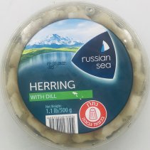 Atlantic Herring Pieces Lightly Salted in Oil with Dill 500g