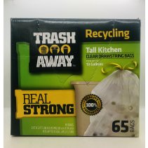 Trash Away Recycling  Tall Kitchen Clear Drawstring 65 Bags