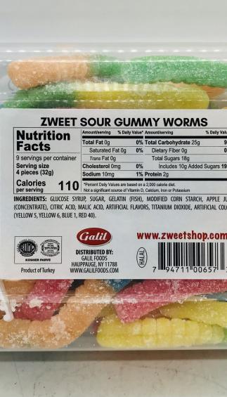 Zweet Gummies Sour Worms 285g.