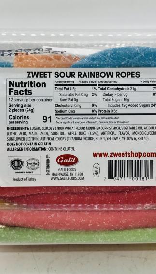 Zweet Filled Sour Ropes 285g.