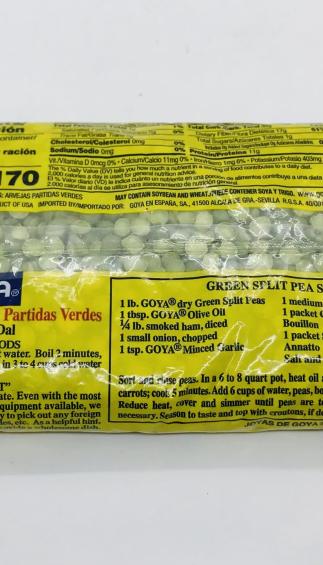 Goya Green Split Peas 454g.