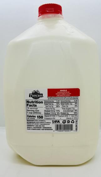 Tuscan dairy farms whole milk vitamin D 3.78L One Gal