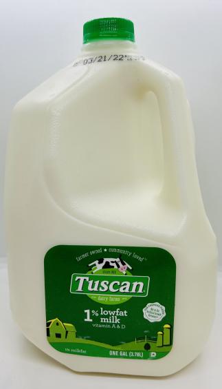 Tuscan dairy farms 1% lowfat milk vitamin A & D