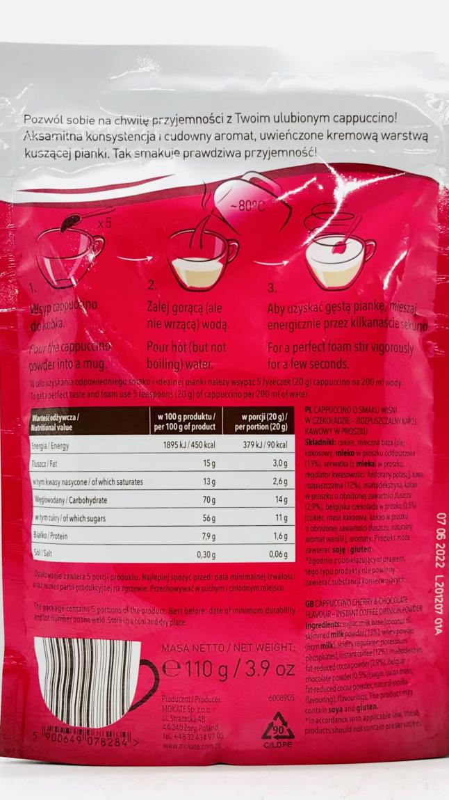 Mokate Cappuccino Cherry & Chocolate  Flavour 110g