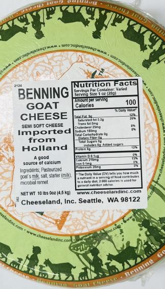 Benning Mild Goat Cheese (lb.)