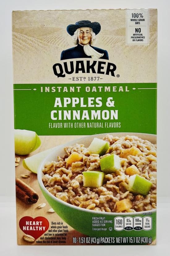 Quaker instant oatmeal apples/cinnamon 430g.