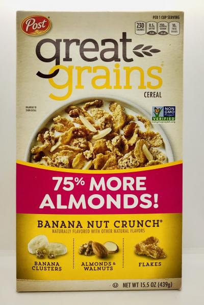 Post Great grains banana nut Crunch 439g.