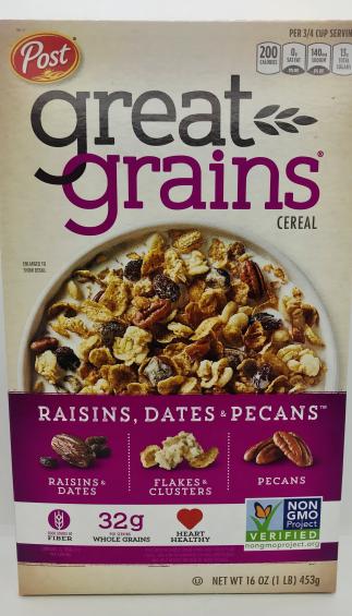 Post great grains raisins, dates & pecans (453g.)