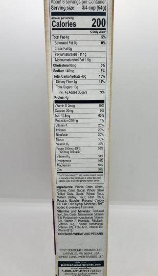 Post great grains raisins, dates & pecans (453g.)