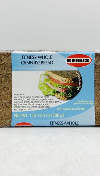 Benus Fitness-Whole Grain Rye Bread 500g