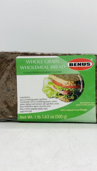 Benus Whole Grain Wholemeal Bread 500g