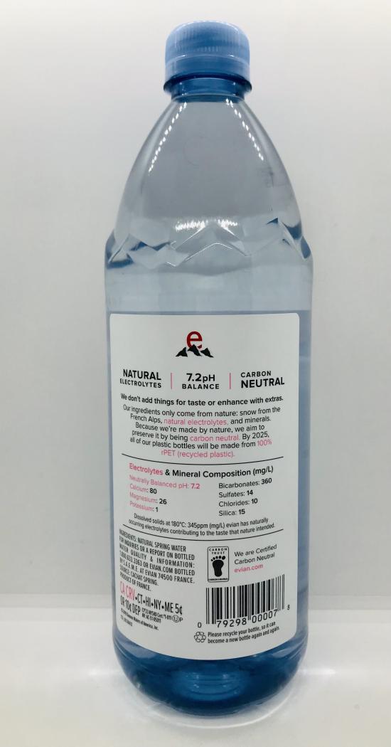 Evian spring water 1L.