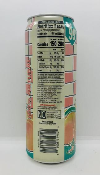 AriZona iced tea w. peach flavor 680mL.