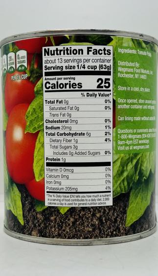 Wegmans Tomato puree 822g.