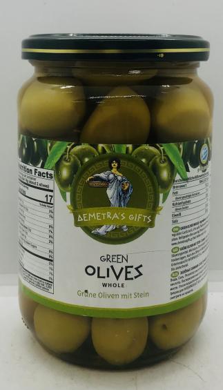 Demetra's Gifts Green Olives Whole 700g.