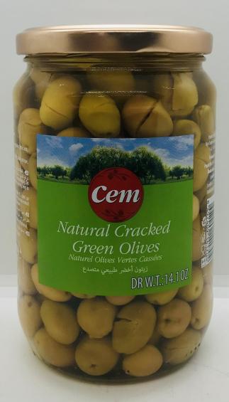 Cem Natural Cracked Green Olives 720g.