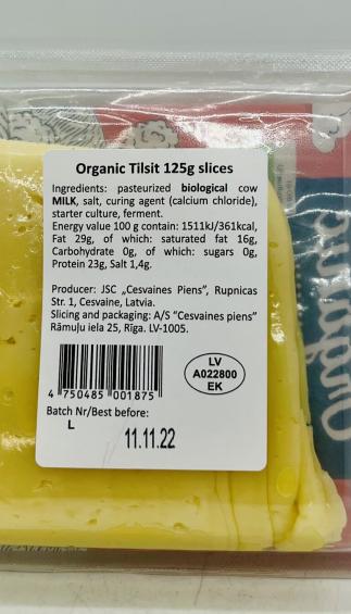 Cesvaine Tilsit Organic Cheese 125g.