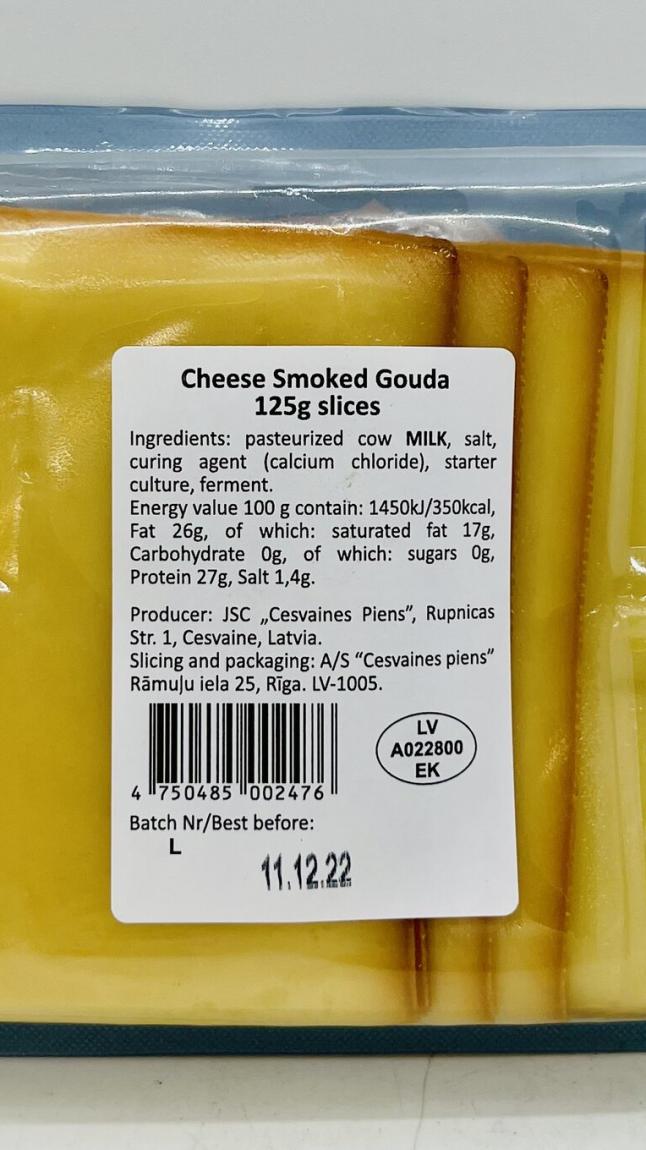 Cesvaine Slices Gouda Cheese Smoked 125g.