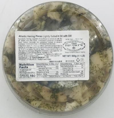 Atlantic Herring Pieces Lightly Salted in Oil with Dill 500g